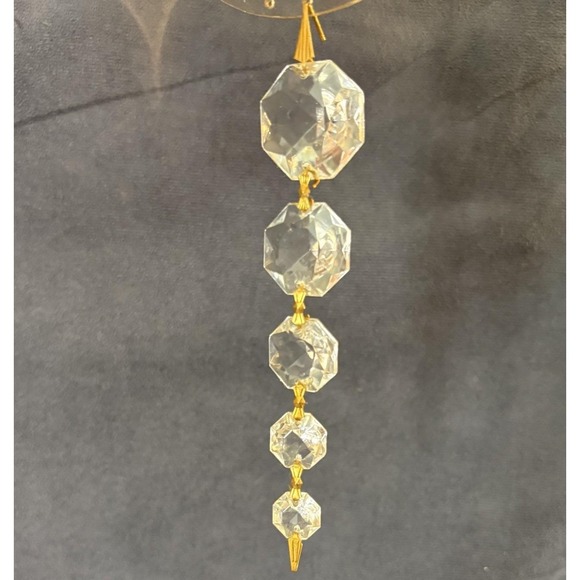 Lot 21 Vintage Acrylic Chandelier Prisms Clear Faceted Octagon Drop Strands 5" - Picture 3 of 4
